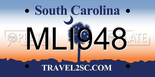 MLI948 South Carolina License Plate