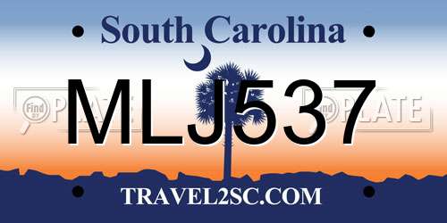 MLJ537 South Carolina License Plate