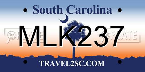 MLK237 South Carolina License Plate