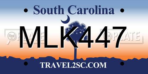 MLK447 South Carolina License Plate
