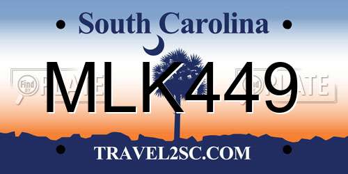 MLK449 South Carolina License Plate