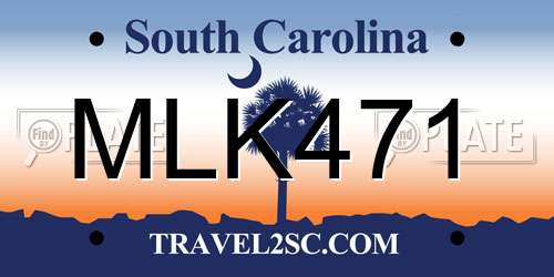 MLK471 South Carolina License Plate