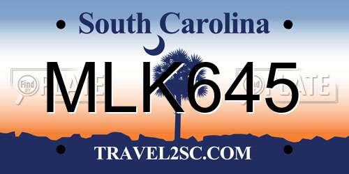 MLK645 South Carolina License Plate