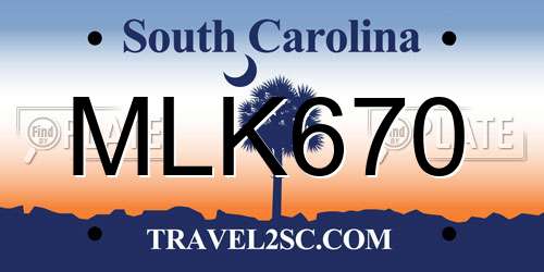 MLK670 South Carolina License Plate