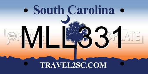MLL331 South Carolina License Plate