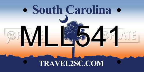 MLL541 South Carolina License Plate