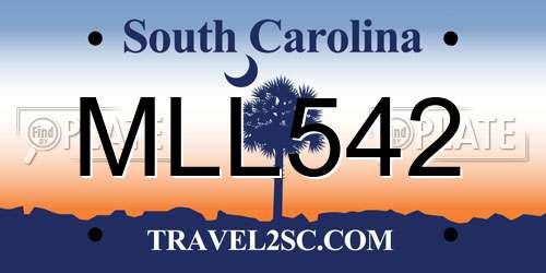 MLL542 South Carolina License Plate