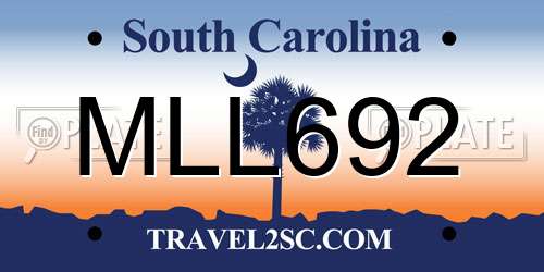 MLL692 South Carolina License Plate