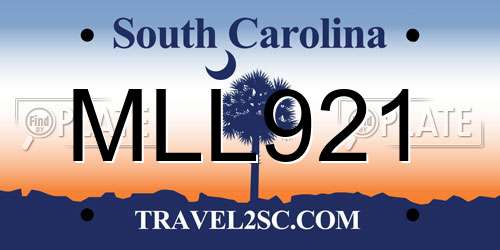 MLL921 South Carolina License Plate