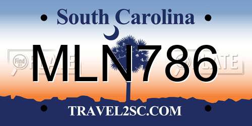 MLN786 South Carolina License Plate