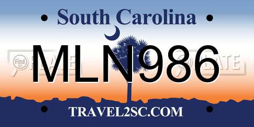 MLN986 South Carolina License Plate