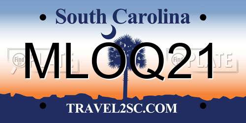 MLOQ21 South Carolina License Plate