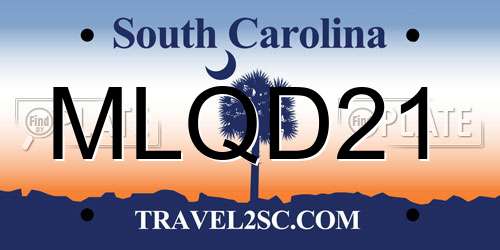 MLQD21 South Carolina License Plate
