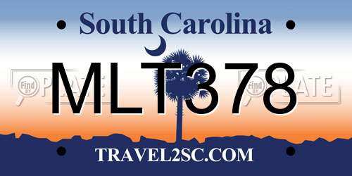 MLT378 South Carolina License Plate