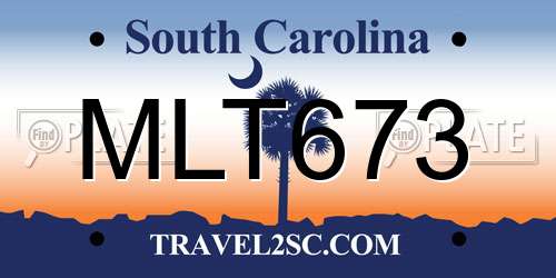 MLT673 South Carolina License Plate