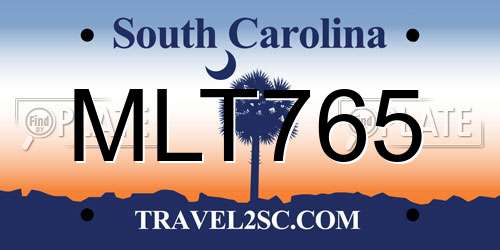 MLT765 South Carolina License Plate