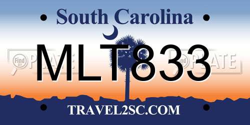 MLT833 South Carolina License Plate