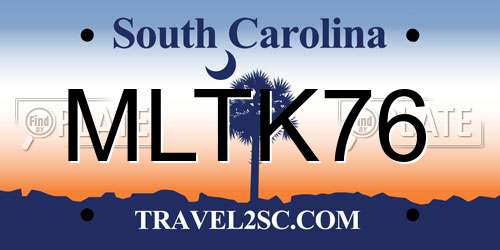 MLTK76 South Carolina License Plate