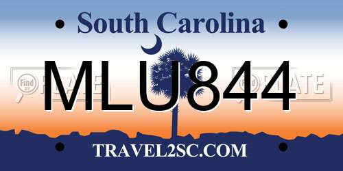 MLU844 South Carolina License Plate