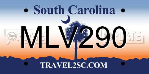 MLV290 South Carolina License Plate
