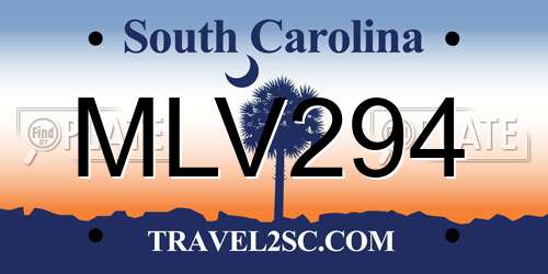 MLV294 South Carolina License Plate