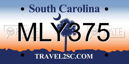 MLY375 South Carolina License Plate