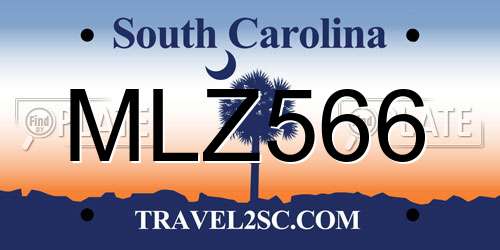 MLZ566 South Carolina License Plate