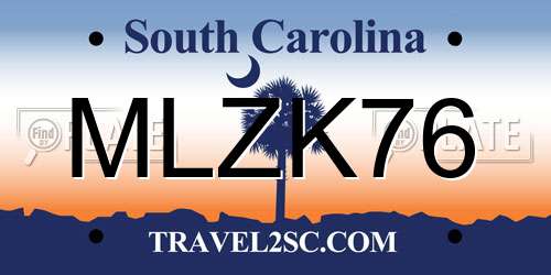 MLZK76 South Carolina License Plate