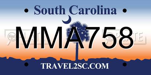 MMA758 South Carolina License Plate