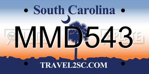 MMD543 South Carolina License Plate