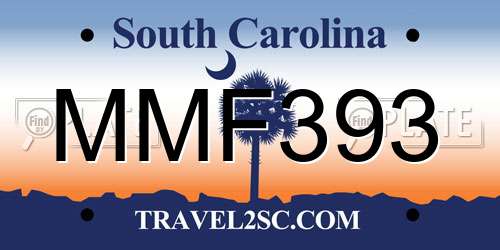 MMF393 South Carolina License Plate