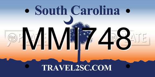 MMI748 South Carolina License Plate