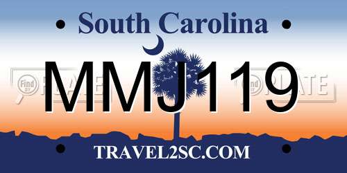 MMJ119 South Carolina License Plate