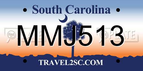 MMJ513 South Carolina License Plate