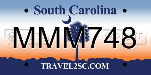 MMM748 South Carolina License Plate