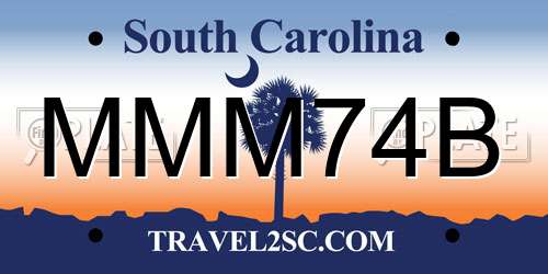 MMM74B South Carolina License Plate