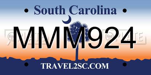 MMM924 South Carolina License Plate
