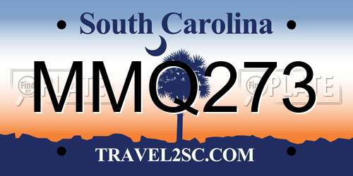 MMQ273 South Carolina License Plate