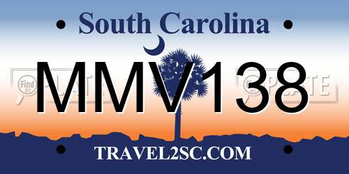 MMV138 South Carolina License Plate