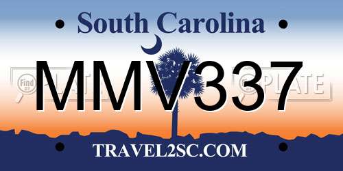 MMV337 South Carolina License Plate