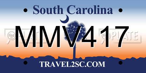 MMV417 South Carolina License Plate