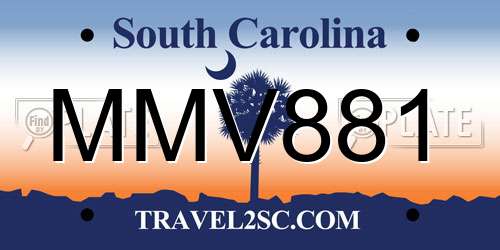 MMV881 South Carolina License Plate