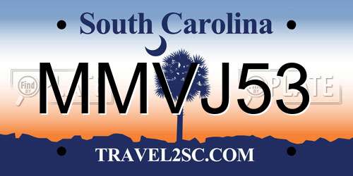 MMVJ53 South Carolina License Plate