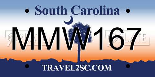 MMW167 South Carolina License Plate