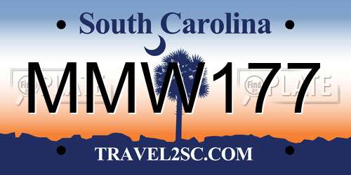 MMW177 South Carolina License Plate
