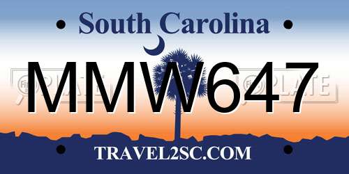MMW647 South Carolina License Plate