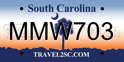 MMW703 South Carolina License Plate