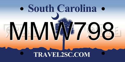 MMW798 South Carolina License Plate