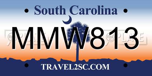 MMW813 South Carolina License Plate