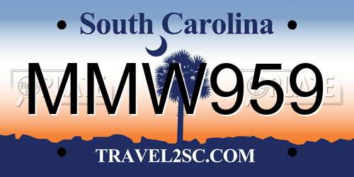 MMW959 South Carolina License Plate